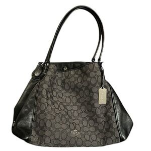 Coach Edie Shoulder Bag - black smoke & black signature jacquard